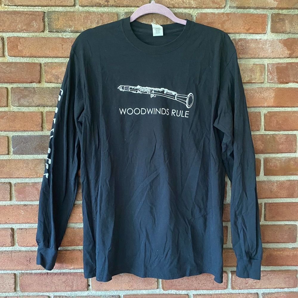 Woodwinds Rule Unisex Long Sleeve Clarinet Shirt Black Medium